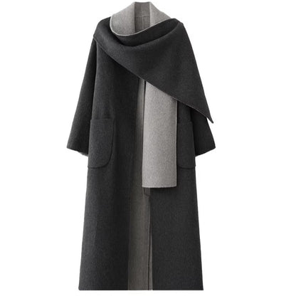 Two-Tone Double-Faced Wool Long Coat