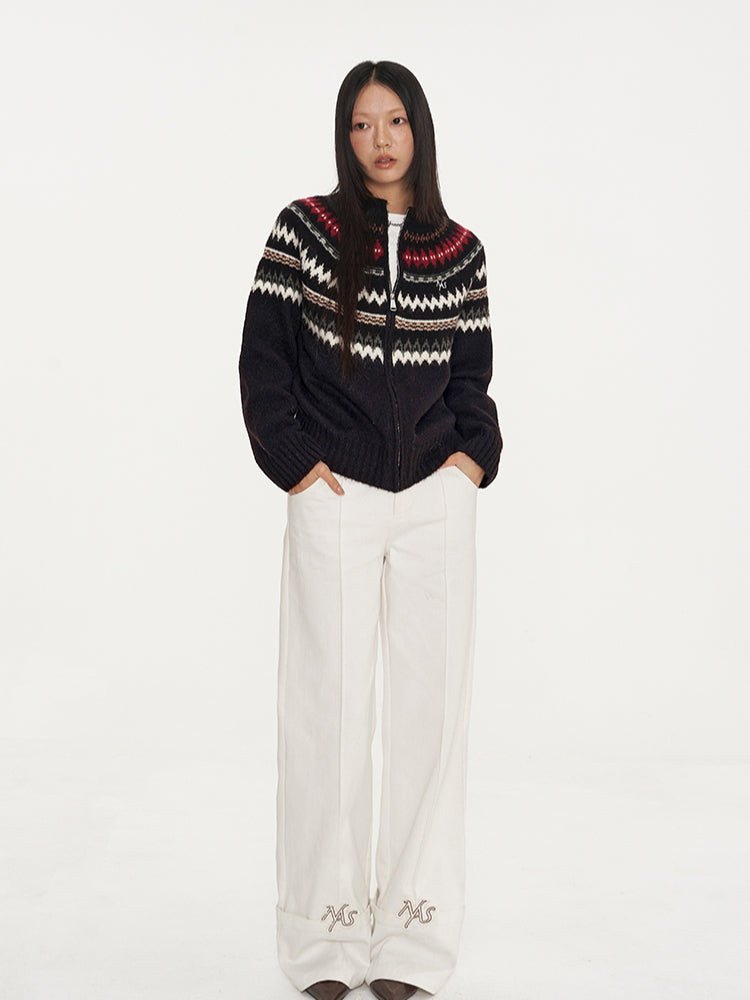 Parallel Line Straight-Leg V-Waist Pants