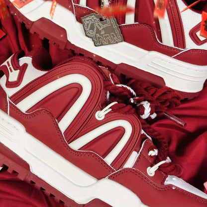 Burgundy Low-Top Casual Sneakers