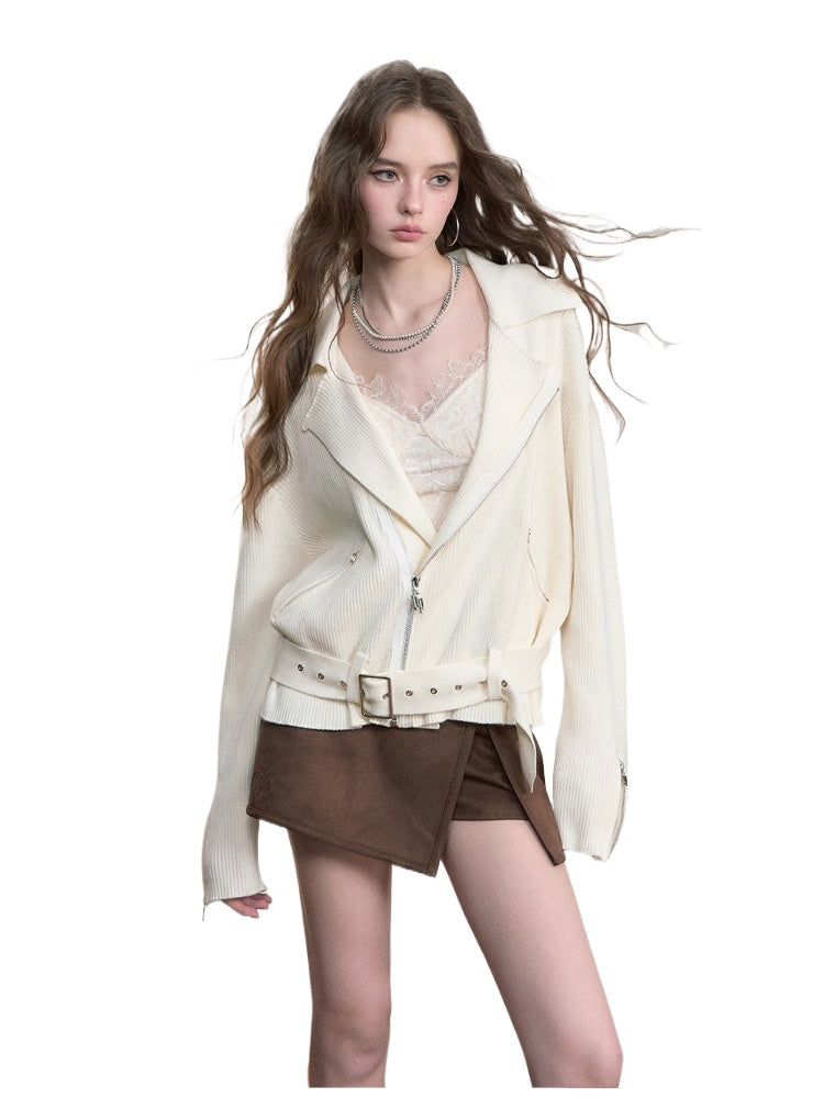Heavy-Duty Metal Zipper Knit Jacket