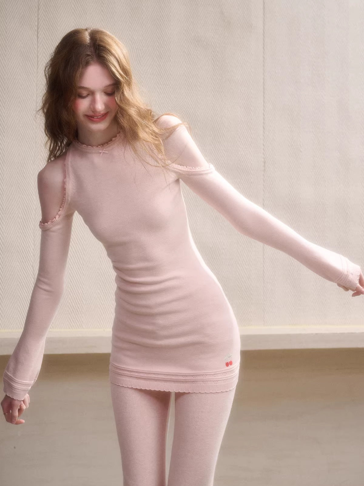 Hand-Crocheted Lace Off-Shoulder Knit Dress