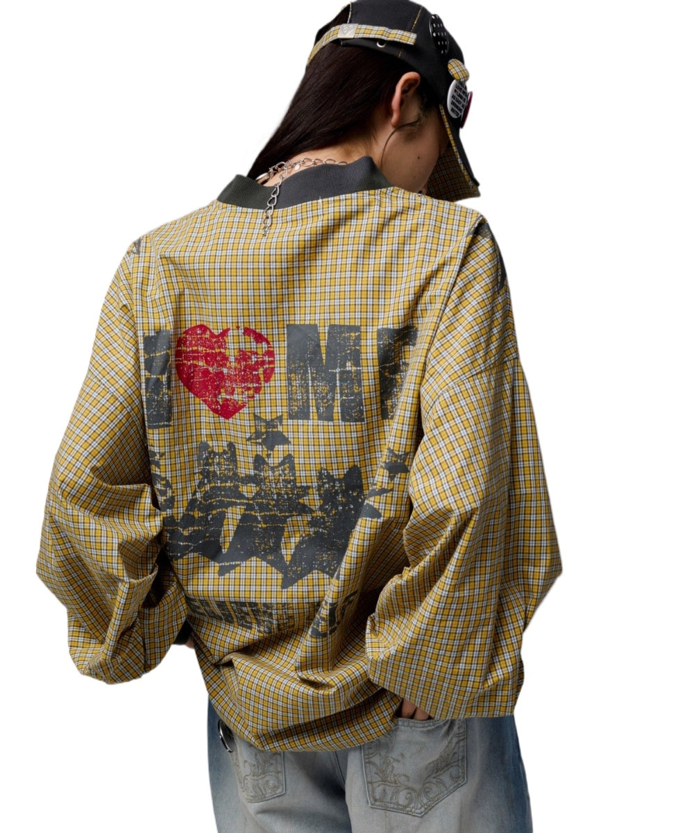 Vintage V-Neck Check Jersey Shirt - CHINASQUAD