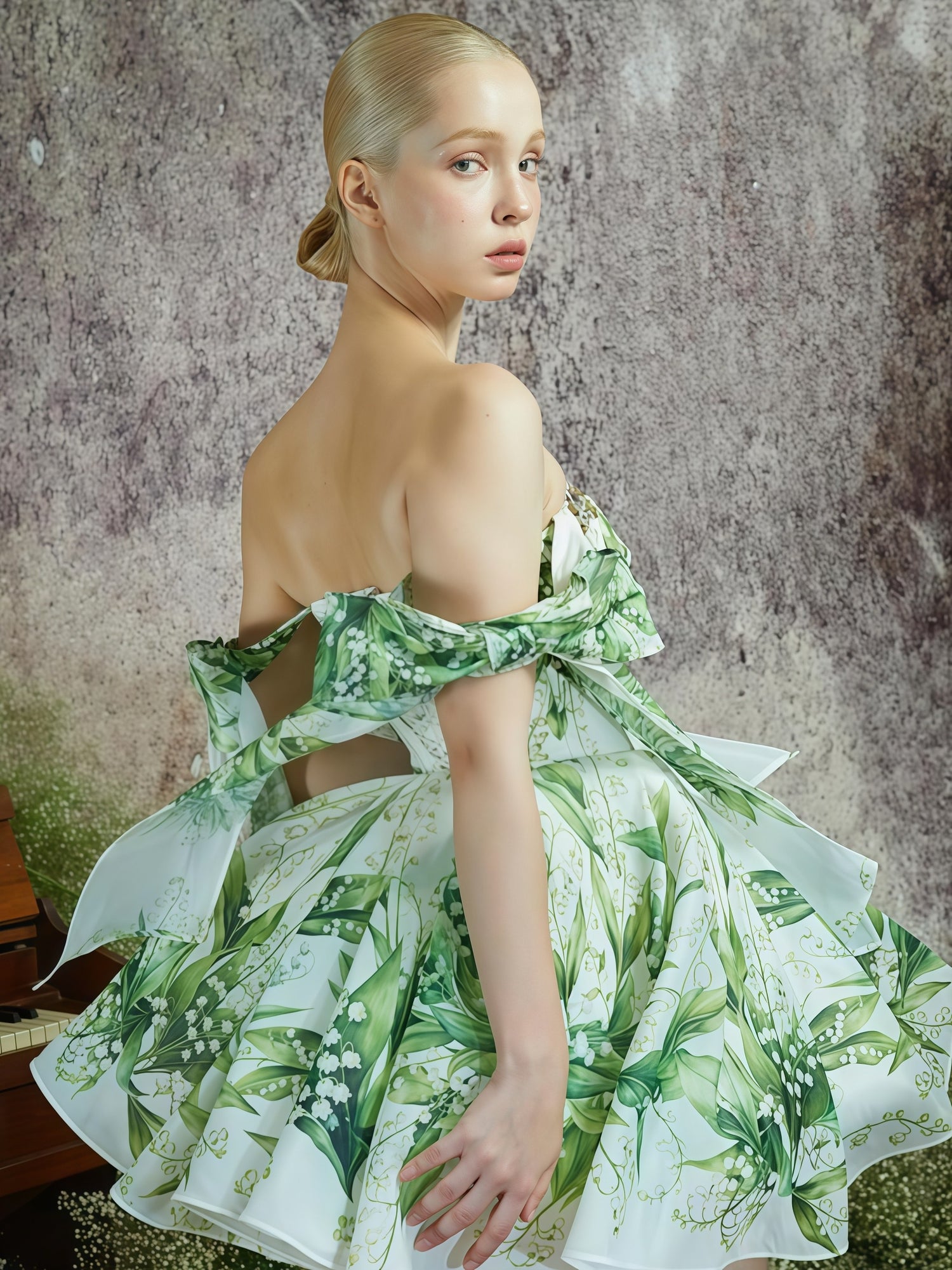 Lily of the Valley Off-Shoulder Mini Dress