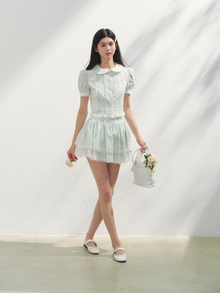 White Cotton Embroidered Shirt &amp; Skirt Set