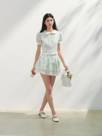 White Cotton Embroidered Shirt &amp; Skirt Set