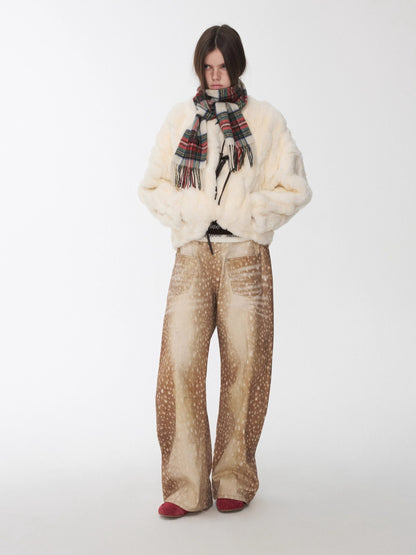 Fur Panel Horn-Buckle Jacket