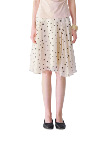Lyocell Polka Dot Midi Skirt