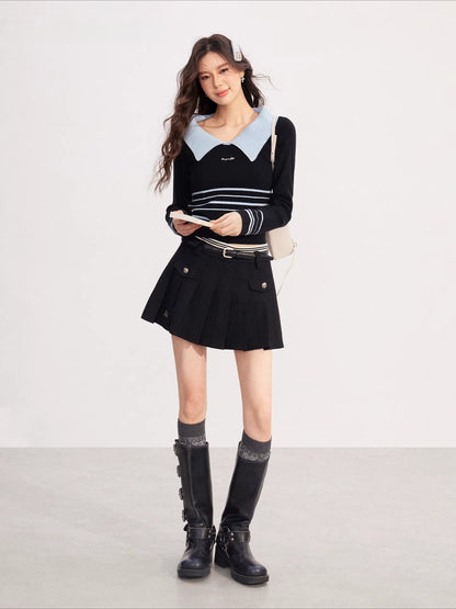 High-Waisted A-Line Pleated Skirt