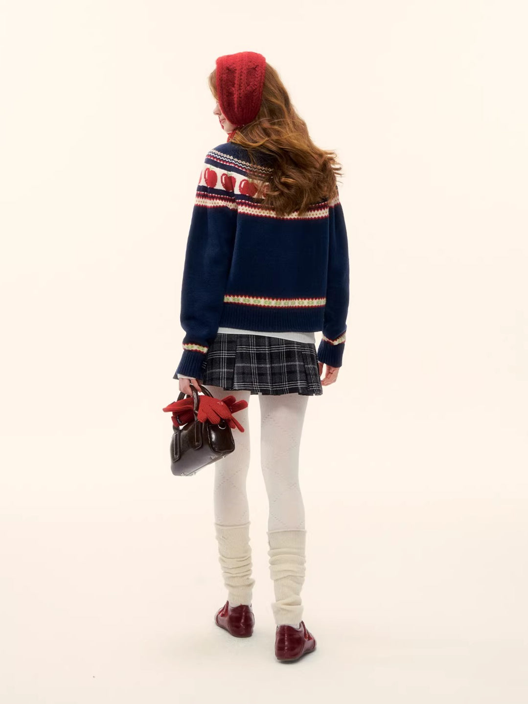 Vintage Red Plaid Wool-Blend Mini Skirt