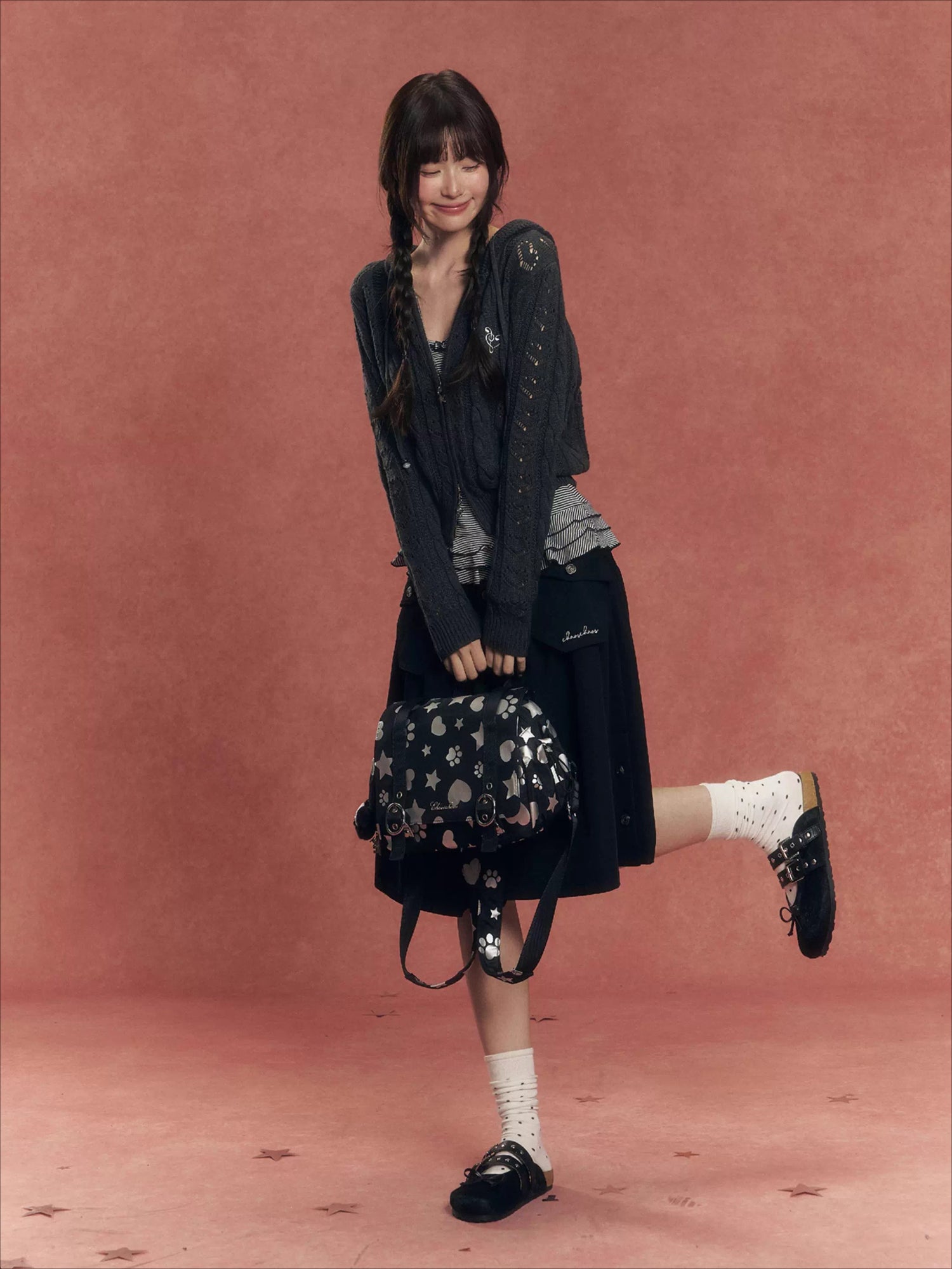 Silver-Stamped Matte Square Backpack