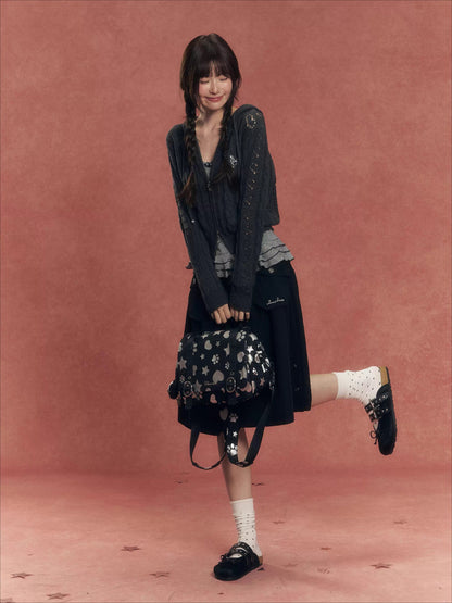 Silver-Stamped Matte Square Backpack