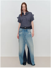 Spliced Fake Two-Piece Wide-Leg Jeans - CHINASQUAD