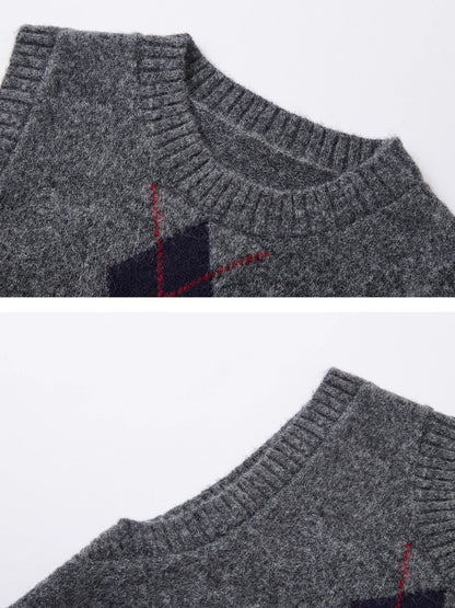 Floral Diamond Knit Vest / Cardigan / Skirt Set