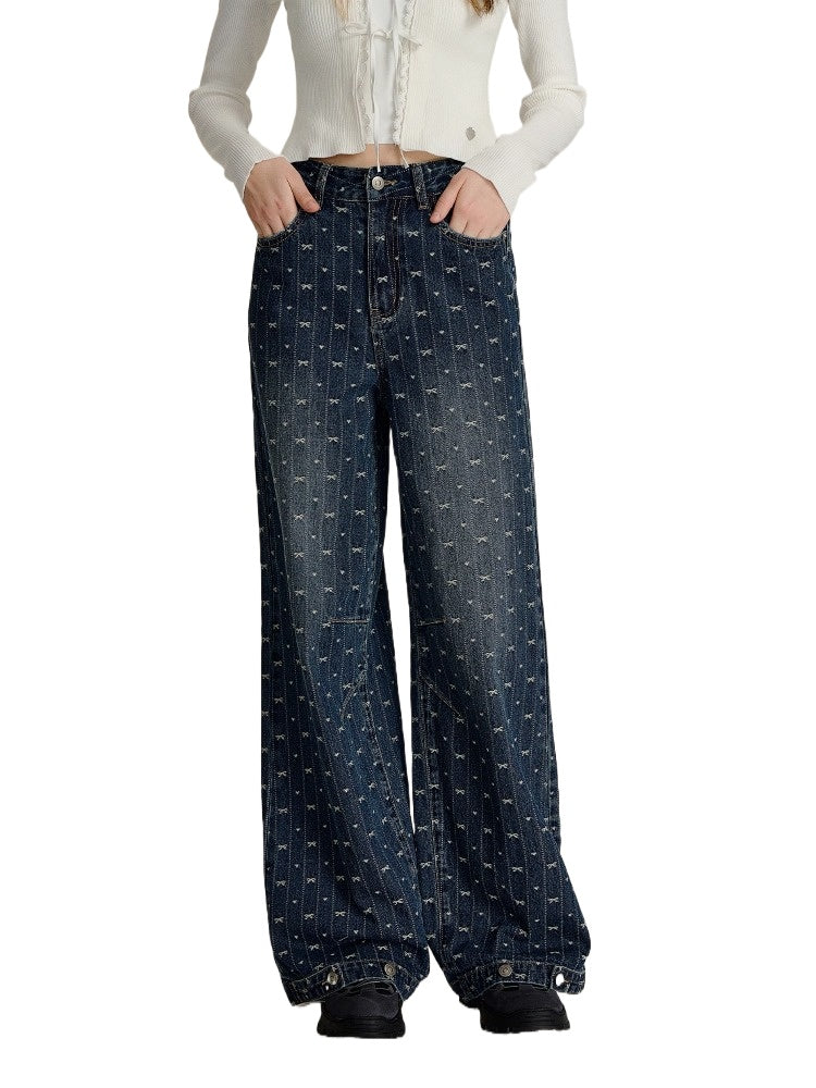 Blue Bow Tie Loose-Fit Jeans