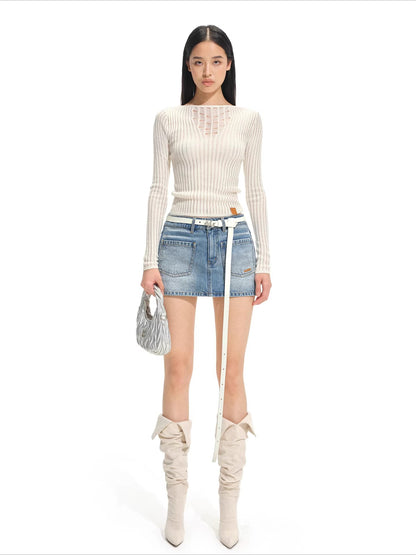 Blue Ridge V-Neck Fitted Knit Sweater