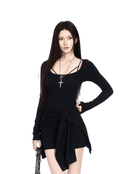 Faux Two-Piece Knit Bodycon Dress