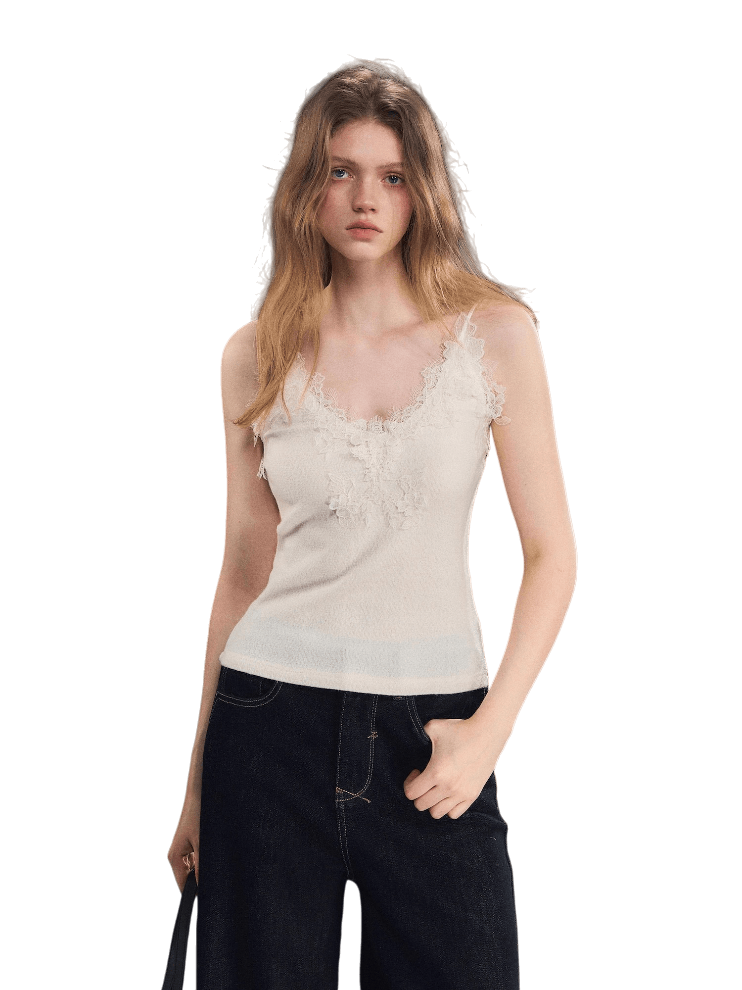 Textured Velvet Lace Cami Vest