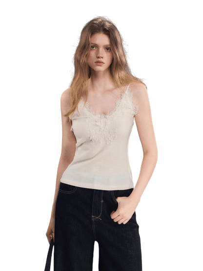 Textured Velvet Lace Cami Vest