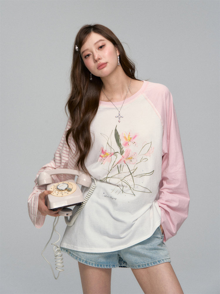 Pink Raglan Graphic T-shirt