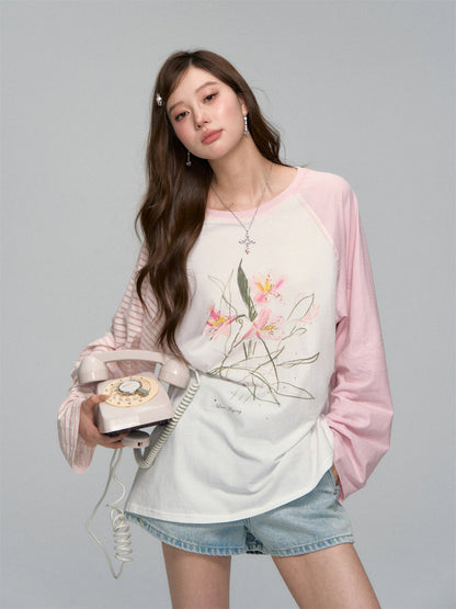 Pink Raglan Graphic T-shirt
