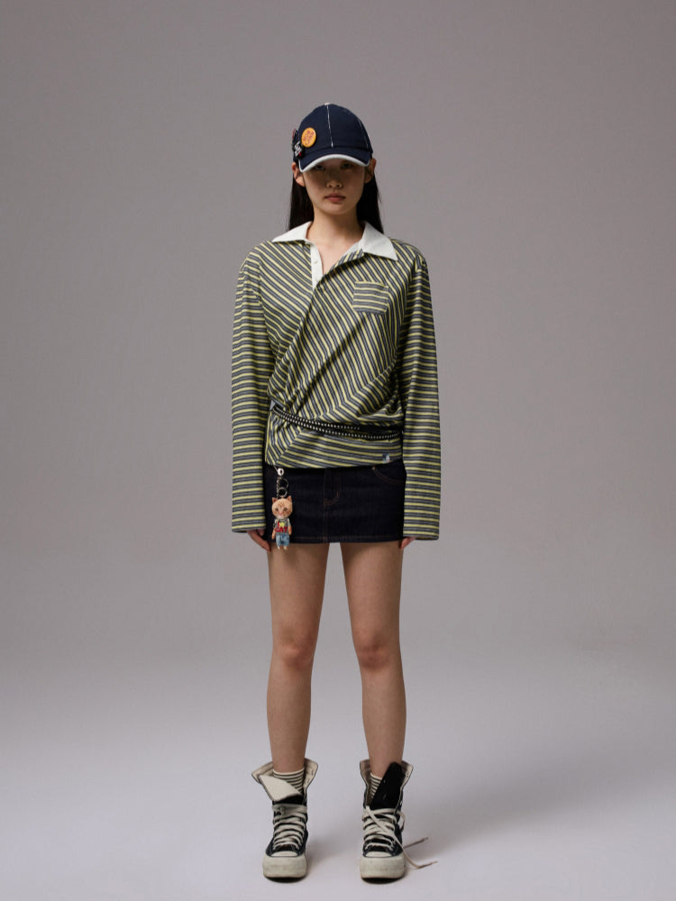 Fake Two-Piece Spliced Double Waistband Skirt - CHINASQUAD