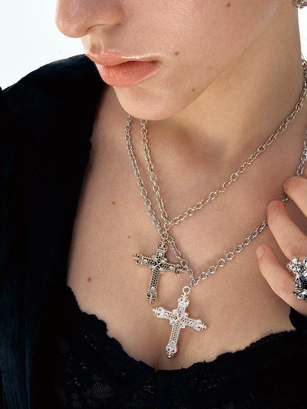 Unisex Hollow Vintage Cross Pendant Necklace