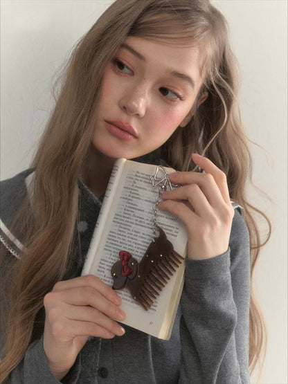 Vintage Bow Dachshund Rhinestone Comb