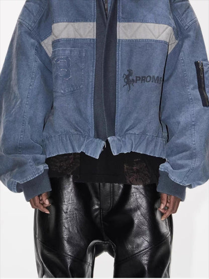 Washed Oversized Utility MA-1 Hooded Jacket