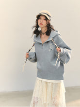 Fake Two-Piece Flower Embroidery Hat Cord Pullover Hoodie - CHINASQUAD
