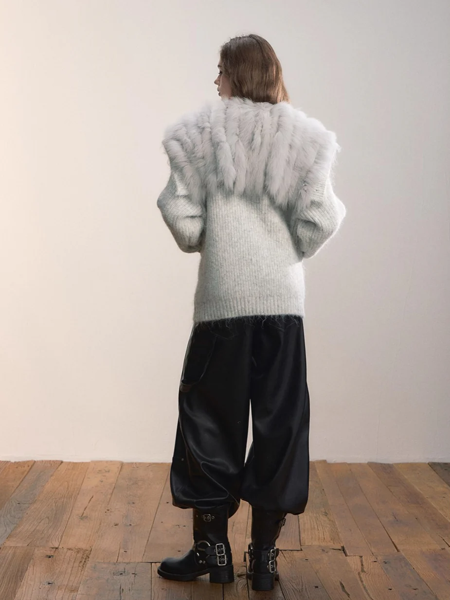 Fox Fur Collar Plush Knit Cardigan – CHINASQUAD