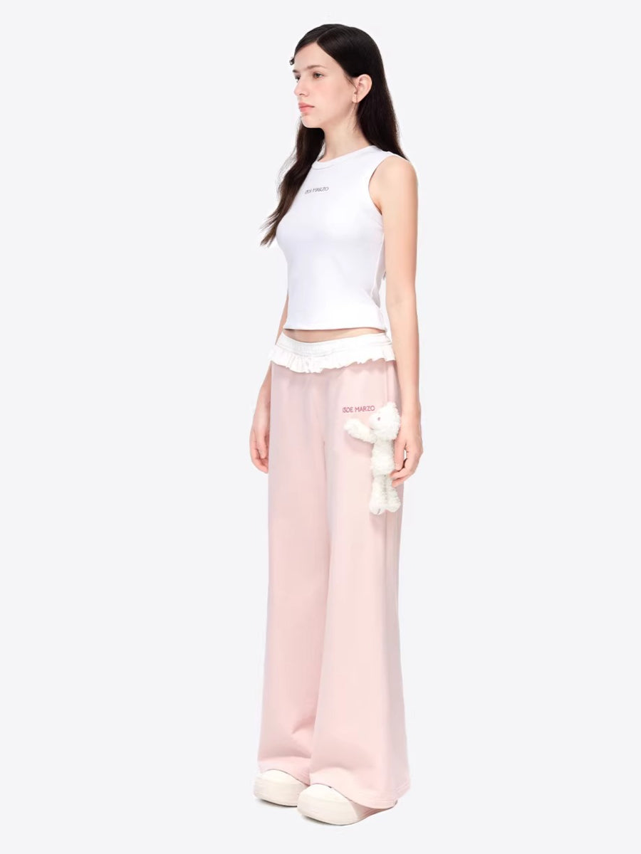Lace-Waist Straight-Leg Lounge Pants