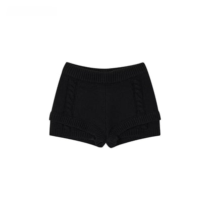 Textured Knit High-Waist Shorts