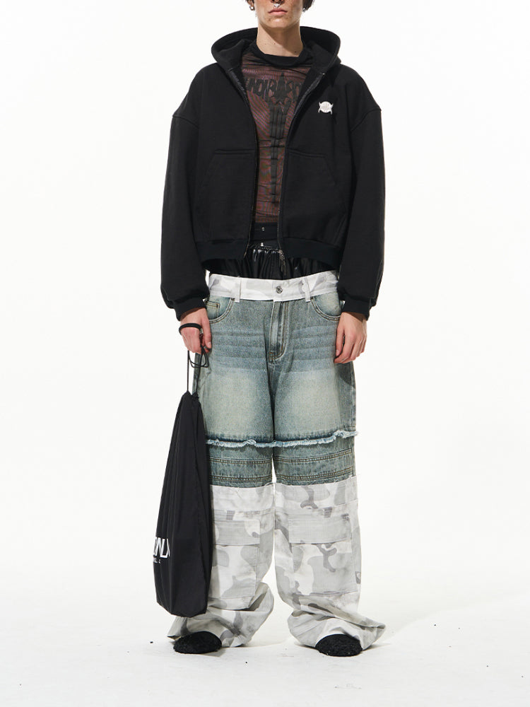 Double-Layered Camouflage Workwear Denim Pants