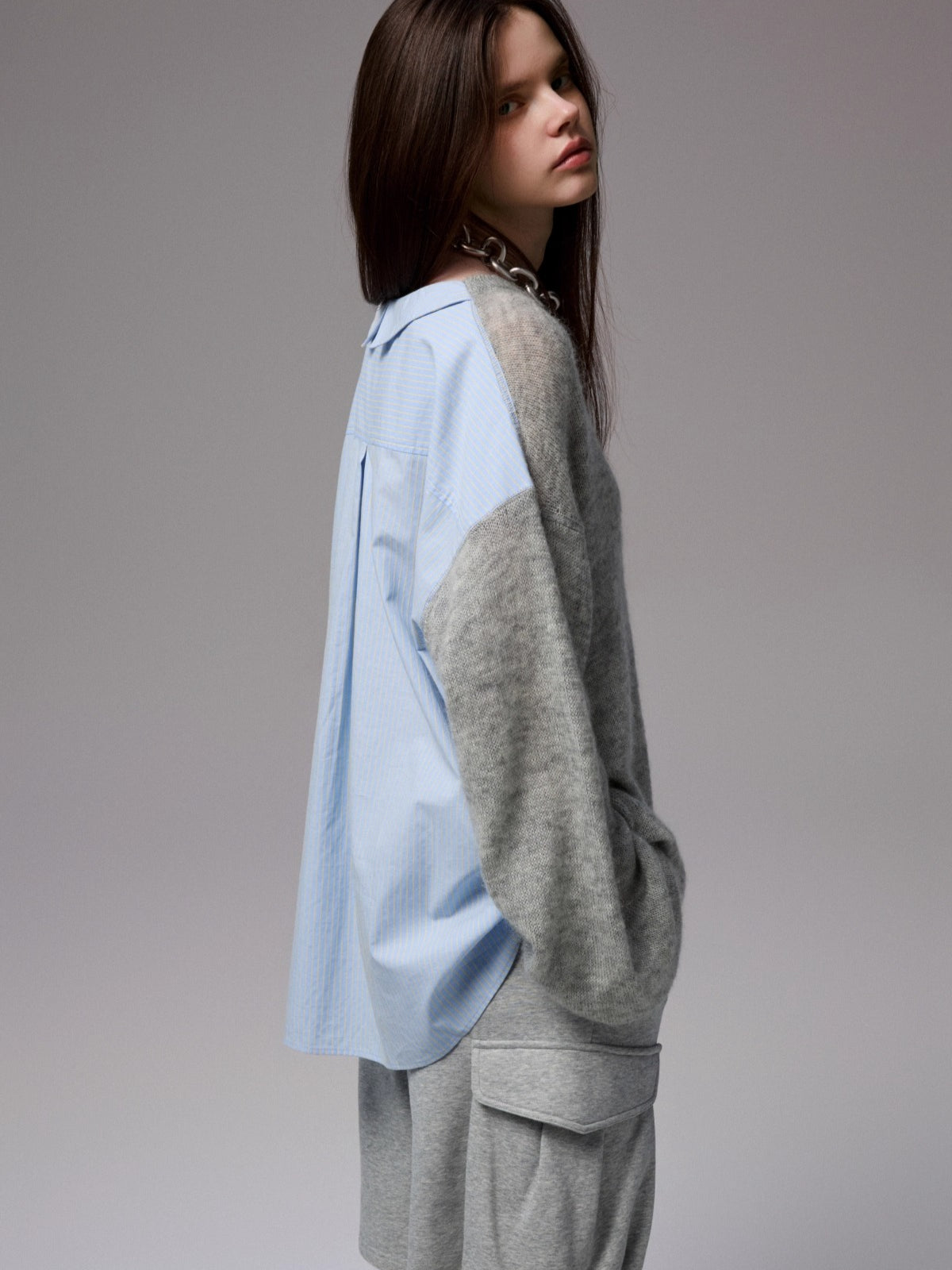 Mohair Panel Knit Sweater