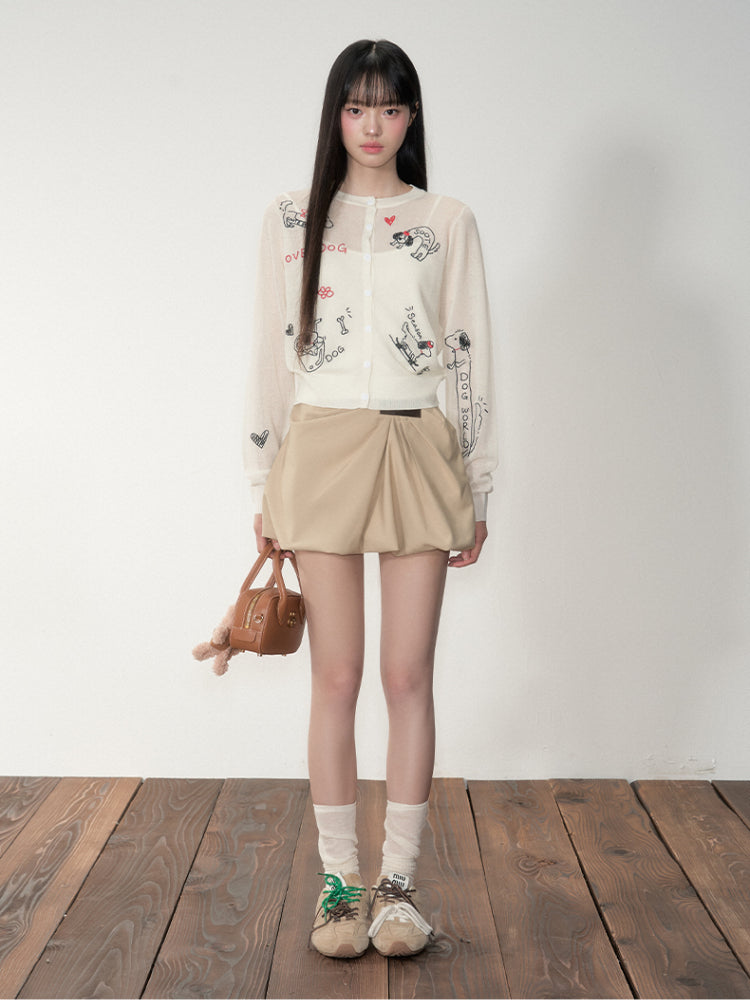 Embroidered Puppy Sun-Protective Knit Cardigan - CHINASQUAD