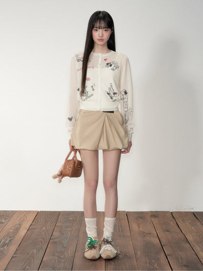 Embroidered Puppy Sun-Protective Knit Cardigan - CHINASQUAD