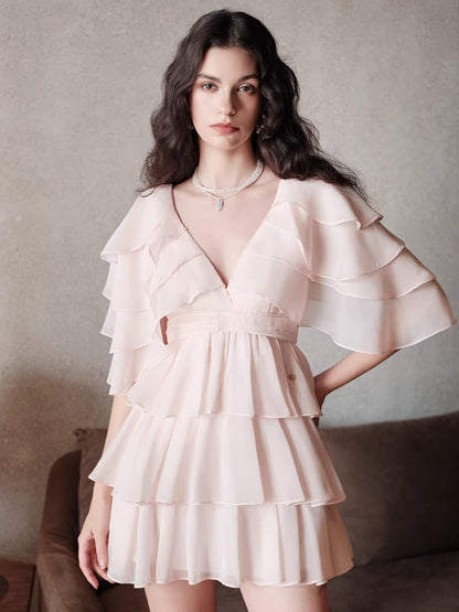 V-Neck Waist-Defined Midi Dress