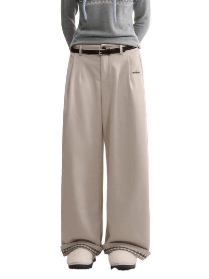 Fleece-Lined Relaxed Belted Trousers