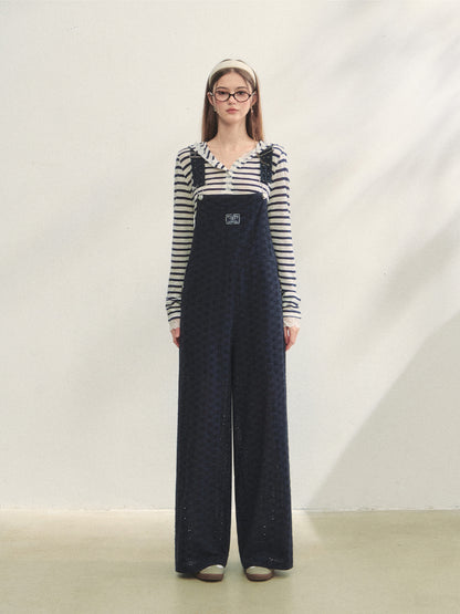Striped Color-block Lace Spliced T-Shirt - CHINASQUAD