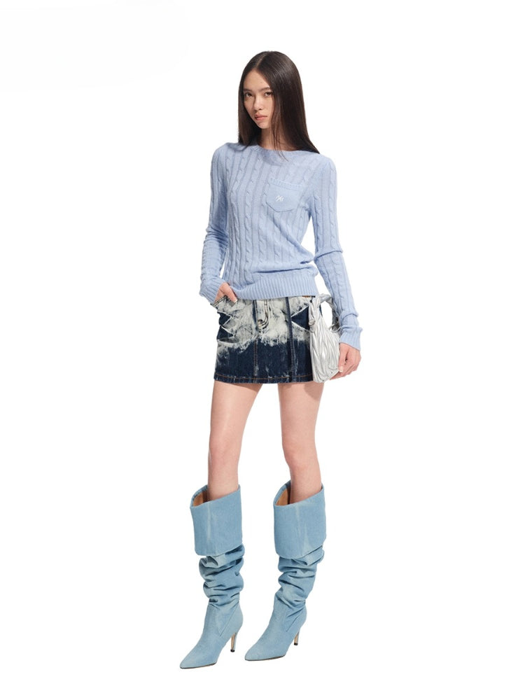 &quot;Djembe Series&quot; Wool Round Neck Slim Knit Crewneck - CHINASQUAD