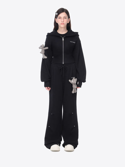 Slim-Fit Cropped Hooded Sweatshirt