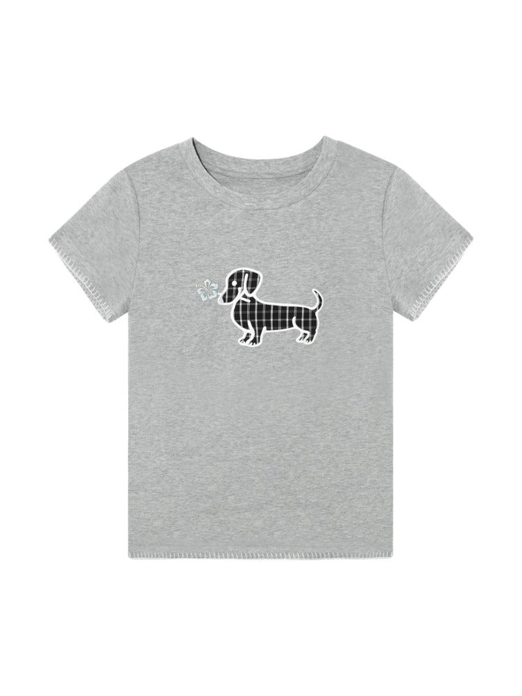 Print Dog Embroidered Tee - CHINASQUAD