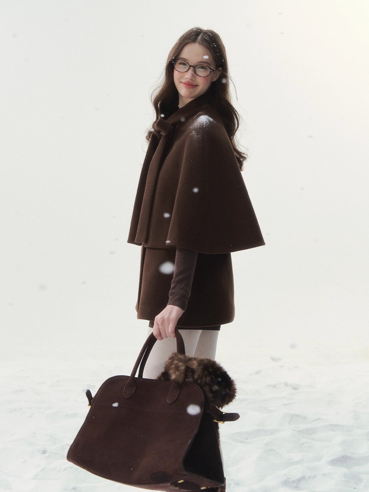 Double-Breasted Bow-Tie Cape Jacket