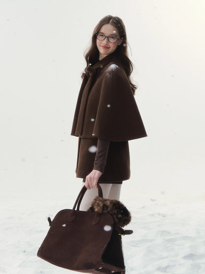 Double-Breasted Bow-Tie Cape Jacket