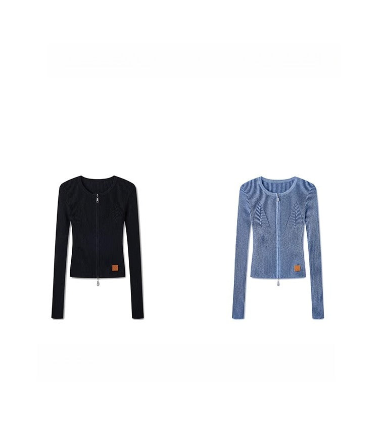 Batwing Knit Zip-Up Cardigan