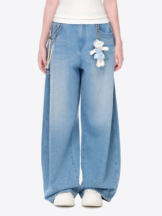 Vintage Curved-Leg Denim Jeans