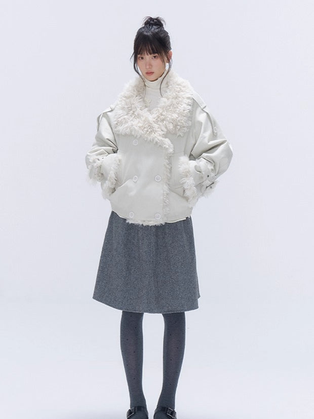 Wool-Blend High-Waist Midi Skirt