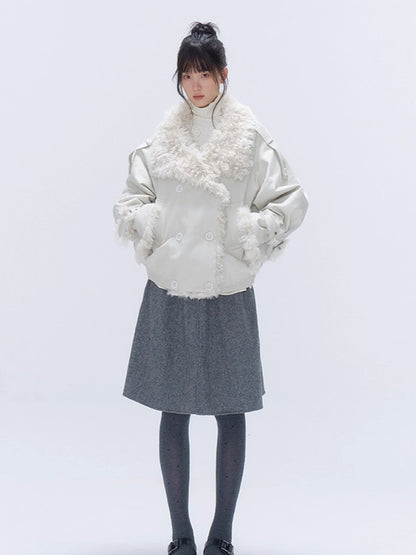 Wool-Blend High-Waist Midi Skirt