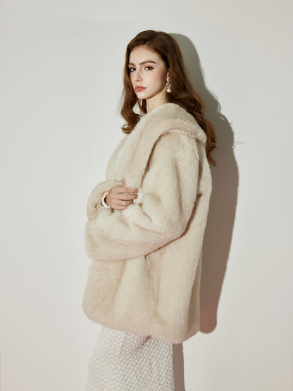 Eco-Friendly Faux Fox Fur Long Coat