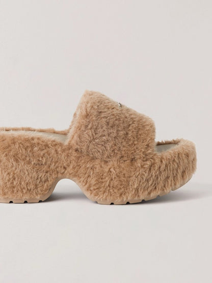 Cross Relic Shearling Heel Mules